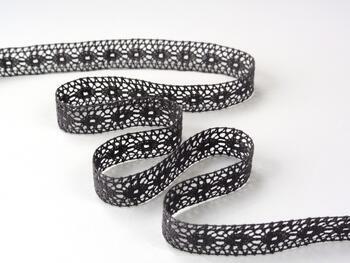 Cotton bobbin lace insert 75305, width 18 mm, plum gray - 4