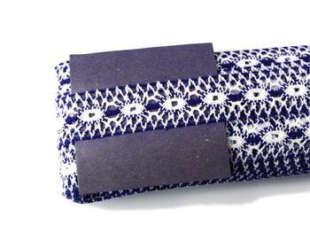 Cotton bobbin lace insert 75305, width 18 mm, white/purple - 4