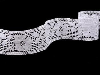 Cotton bobbin lace insert 75307, width 57 mm, white - 4