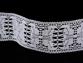 Cotton bobbin lace insert 75312, width 54 mm, white - 4