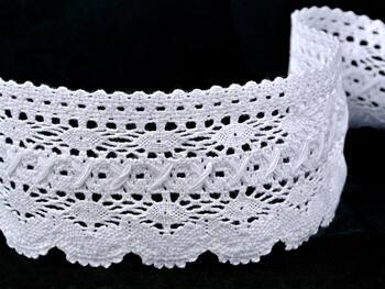 Cotton bobbin lace 75335, width 75 mm, white - 4