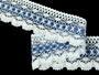 Cotton bobbin lace 75335, width 75 mm, white/sky blue - 4/4