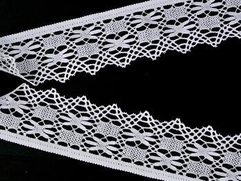 Cotton bobbin lace 75336, width 75 mm, white - 4