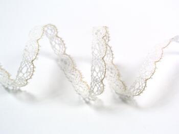 Cotton bobbin lace 75337, width 8 mm, white/Lurex gold - 4