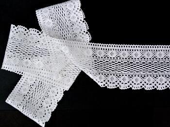 Cotton bobbin lace 75349, width 110 mm, white - 4