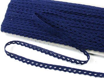 Cotton bobbin lace 75361, width 9 mm, dark blue - 4