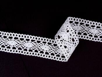 Cotton bobbin lace insert 75384, width 45 mm, white - 4