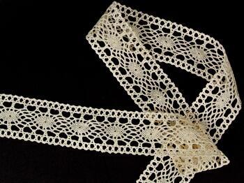 Cotton bobbin lace insert 75384, width 45 mm, ecru - 4
