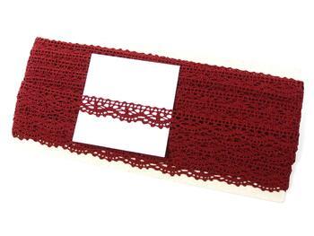Cotton bobbin lace 75395, width 16 mm, cranberry - 4