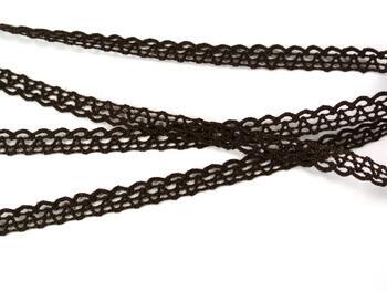 Cotton bobbin lace 75405, width 10 mm, dark brown - 4