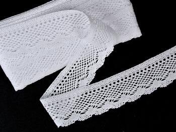 Cotton bobbin lace 75414, width 55 mm, white - 4