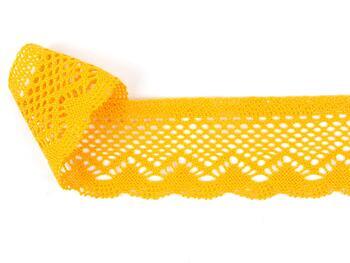 Cotton bobbin lace 75414, width 55 mm, dark yellow - 4