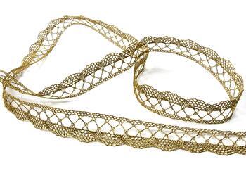 Metalic bobbin lace 75428, width 18 mm, Lurex gold antique - 4