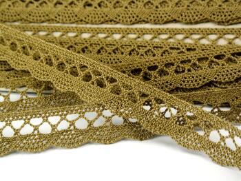 Cotton bobbin lace 75428, width 18 mm, khaki - 4