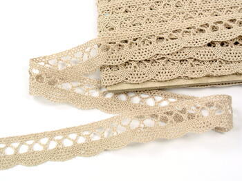 Cotton bobbin lace 75428, width 18 mm, light linen gray - 4