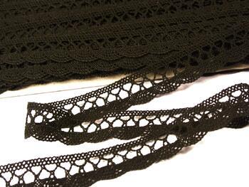 Cotton bobbin lace 75428, width 18 mm, dark brown - 4