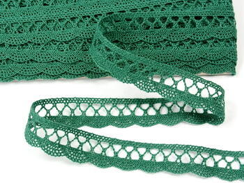 Cotton bobbin lace 75428, width 18 mm, dark green - 4