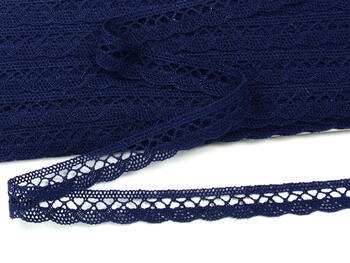 Cotton bobbin lace 75428, width 18 mm, dark blue - 4