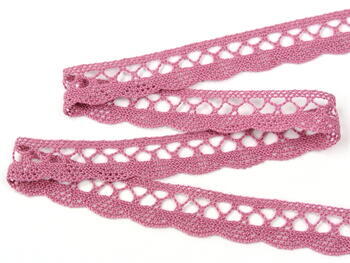 Cotton bobbin lace 75428, width 18 mm, pink - 4