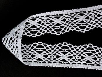 Cotton bobbin lace 75430, width 66 mm, white - 4