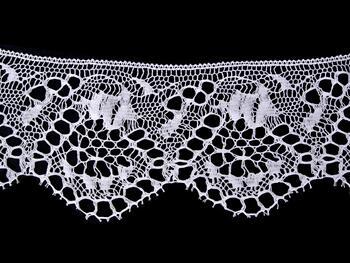 Cotton bobbin lace 75442, width 155 mm, white - 4