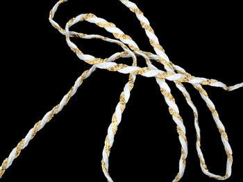 Bobbin lace No. 75481 white/gold | 30 m - 4