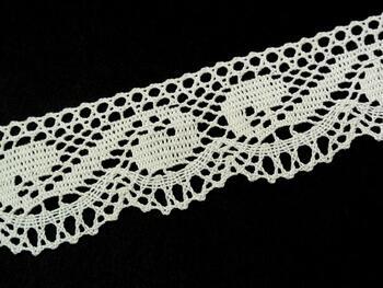 Cotton bobbin lace 75566, width 45 mm, light cream - 4