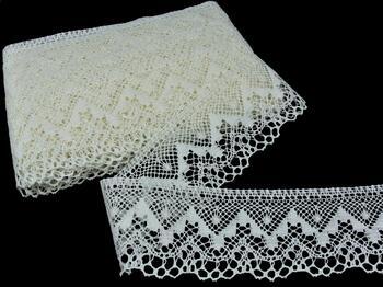 Linen bobbin lace 75574, width 75 mm, 100% linen bleached - 4