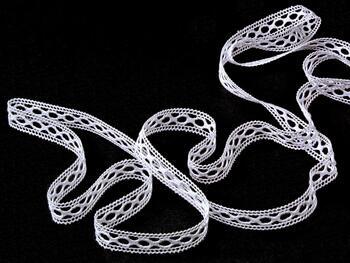 Cotton bobbin lace insert 75182, width 13 mm, white mercerized - 4