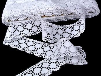 Cotton bobbin lace 75195, width 43 mm, white - 4