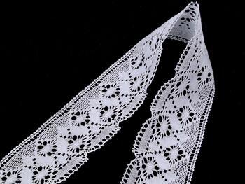 Cotton bobbin lace 82025, width 41 mm, white - 4