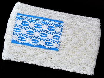 Cotton bobbin lace 82106, width 75 mm, white - 4