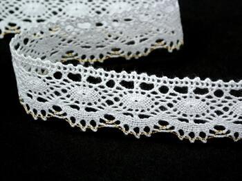 Cotton bobbin lace 82167, width 28 mm, white/Lurex gold - 4