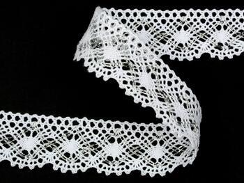 Cotton bobbin lace 82231, width 32 mm, white/Lurex silver - 4