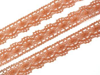 Cotton bobbin lace 82296, width 21 mm, terracotta - 4