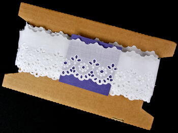 Cotton embroidery lace 65005, width 52 mm, white - 5