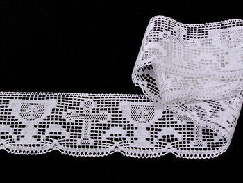 Cotton bobbin lace 75017, width 48 mm, white - 5