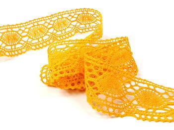 Cotton bobbin lace 75032, width 45 mm, dark yellow - 5