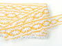 Cotton bobbin lace 75037, width 57 mm, white/dark yellow - 5/5