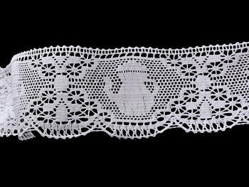 Cotton bobbin lace 75061, width 63 mm, white - 5
