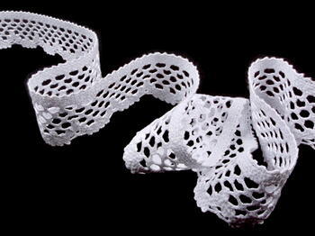 Cotton bobbin lace 75067, width 47 mm, white - 5