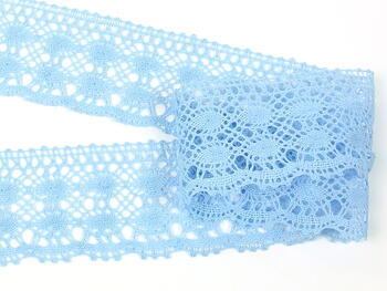 Cotton bobbin lace 75076, width 53 mm, light blue - 5
