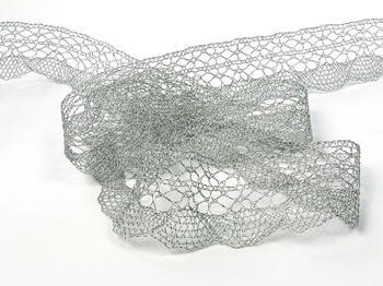 Metalic bobbin lace 75077, width 33 mm, Lurex silver - 5