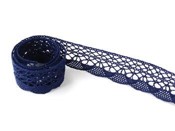 Cotton bobbin lace 75077, width 32 mm, dark blue - 5