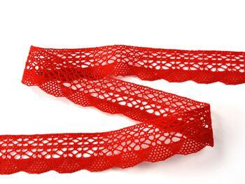 Cotton bobbin lace 75077, width 32 mm, red - 5
