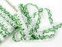 Cotton bobbin lace 75087, width 19 mm, white/grass green - 5/5