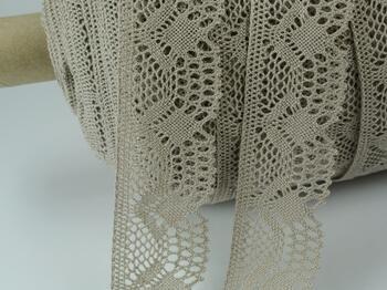 Cotton bobbin lace 75098, width 45 mm, light linen gray - 5