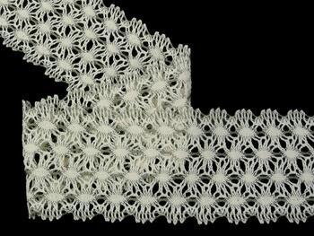 Cotton bobbin lace 75121, width 80 mm, ecru/dark linen gray - 5
