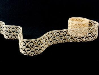 Cotton bobbin lace 75123, width 35 mm, ecru - 5