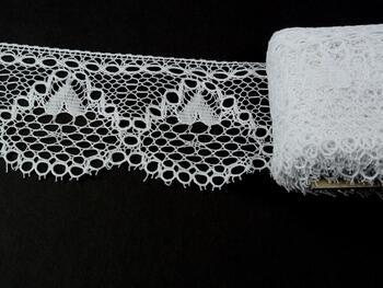 Cotton bobbin lace 75156, width 70 mm, white mercerized - 5